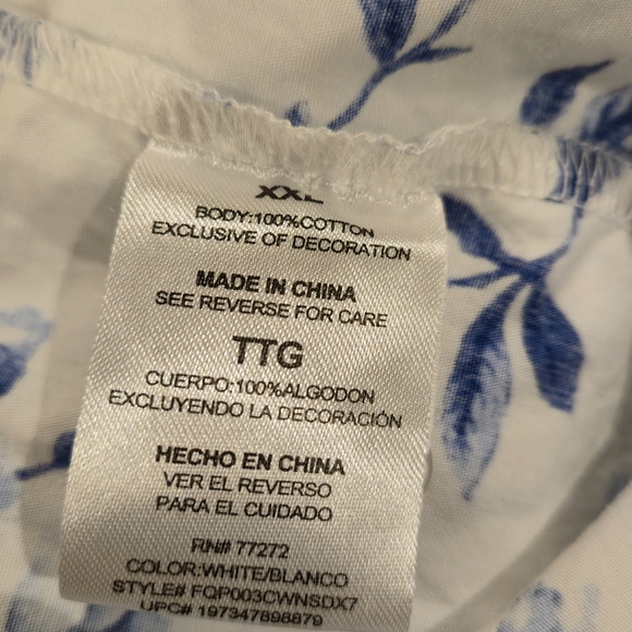 Floral Blue and White 100% Cotton Maxi Dress With Ruffle Hem - Picture 6 of 6